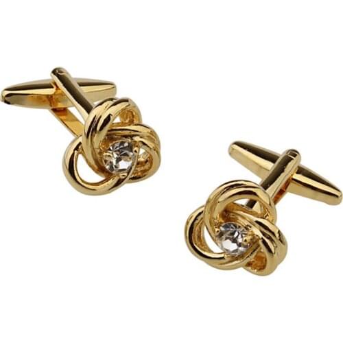 Simple Twisted Rope White Crystal Cufflinks Business Casual Dating French Shirt Cuffs Buttons Golden Cuff Links Gifts for Men