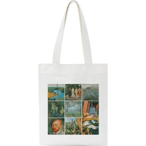 Women Shoulder Bag Van Gogh Handbag Informal Female Academic Style Printed Harajuku Print Fashionable New Cartoon Large Capacity