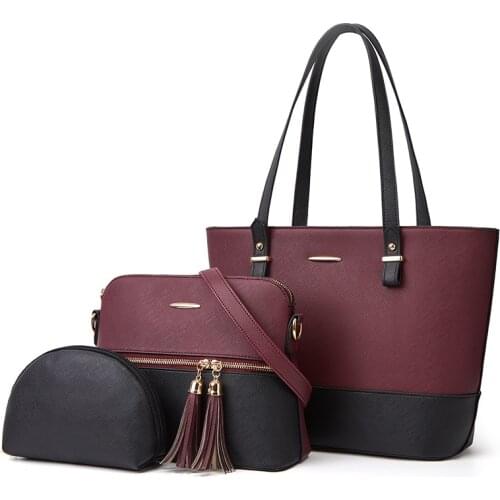 LOU Women Bags 3 Pcs Set Women Handbags Large Tote Crossbody Bags For Women 2020 Shoulder Messenger Bags For Ladies Mini Makeups