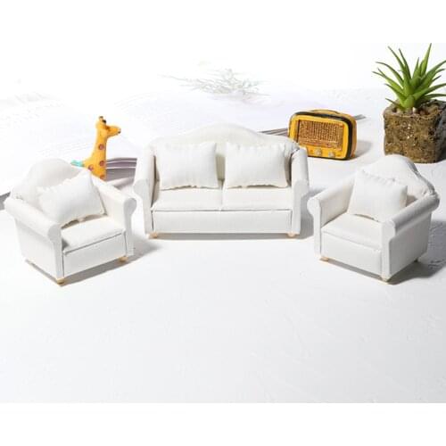 1/12 Dollhouse Sofa Miniature Furniture Kids Wooden Model Toy Doll Accessories Dollhouse Living Room Display Furniture Kids Toy