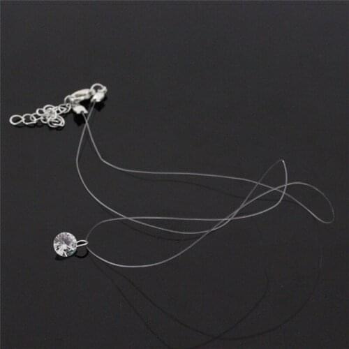 1 pc Fashion Women Transparent Fishing Line Clavicle Necklace Zircon Pendant Necklace