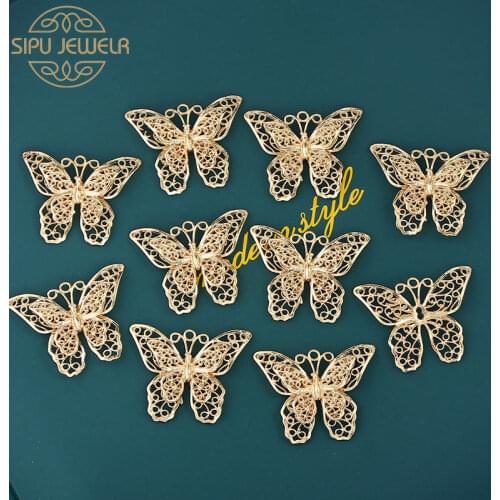 10Pcs 2020 Trendy Multilayer Metal Butterfly Pendants Golden Vintage Animal Charms Making Necklaces Jewelry DIY Craft Wholesale