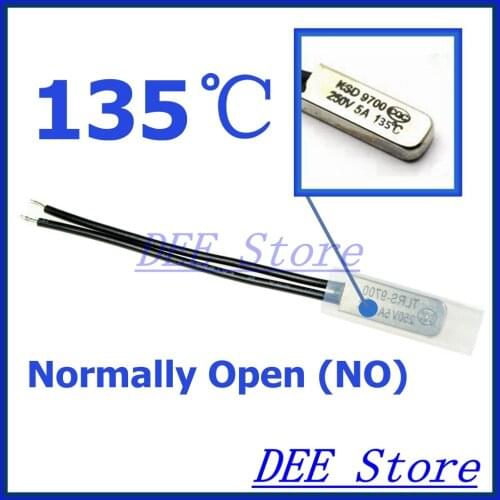 10Pcs/lot 135C Degree Celsius / 275F NO Normal Open Thermal Protector Sensor Thermostat temperature control fuse switch 250V 5A