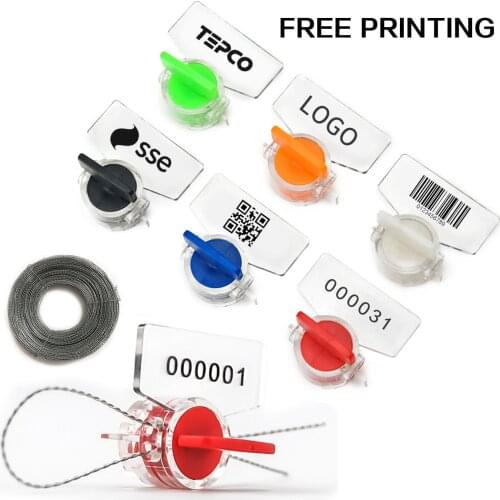 100 Tamper Meter Seal Security Utility Twist Plastic Meter Seal with Stainless Steel Wire (100m) for Water Meter Electric Meter