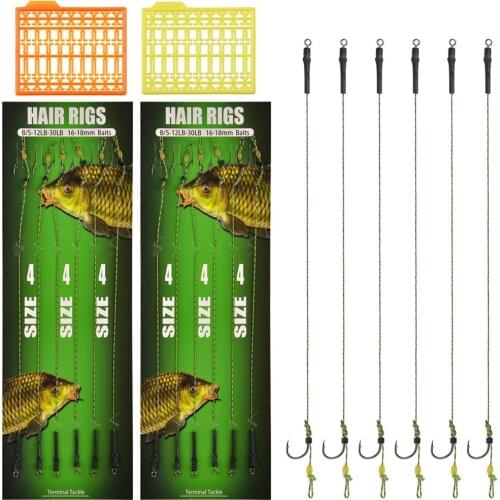 14Pcs Carp fishing rig ready made Set Size 2/4/6/8# with Boilies Bait Stops Carp fishing hook Tied rigsTerminal Tackle Kit