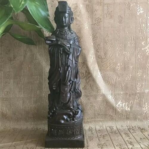 22CM tall # bless family Safety Health luck Talisman home efficacious Protection Sea Goddess Meizhou Mazu wood Carving statue