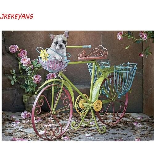 5D DIY square/round Diamond painting Bulldog and bicycle Cross Stitch Diamond Embroidery Pattern Rhinestone J1971