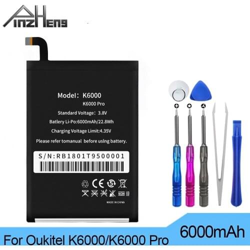 PINZHENG 6000mAh Phone Battery For Oukitel K6000 Bateria For Oukitel K6000 Pro Real 6000mAh High Quality Replacement Batteries