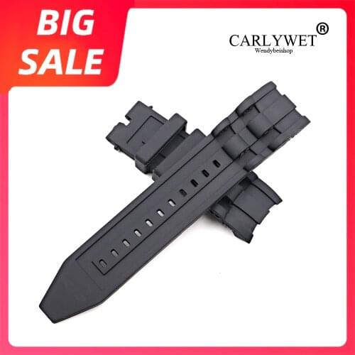 CARLYWET 26mm Silicone Rubber Replacement Luxury Watch Band For Invicta Pro Diver Collection Chronograph 6986-6991-6996-17566