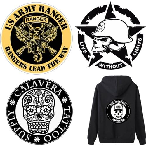 Skull Patches Airsoft Thermal Stickers on Clothes Fabric Iron-on Transfers for Clothing Thermoadhesive Patch Diy Badge Applique