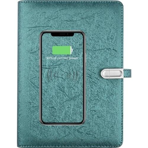 Business A5 Binder Wireless Charger Notepad Agenda Notebook Diary with Powerbank and USB Flash Drive