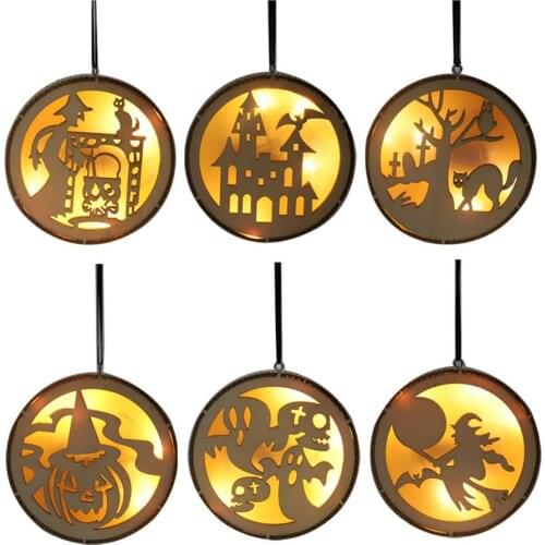 Halloween Wooden Wall Hanging Ornament LED Lights Halloween Decorations For Home, Halloween Party Supplies Happy Halloween Decor