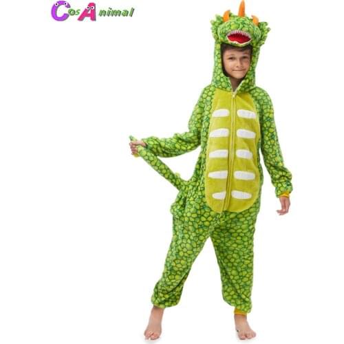 Childrens Light Green Triceratops Dinosaur Kigurumi Kids Onesies Pajamas Cosplay Costumes For Halloween New Year Carnival Party