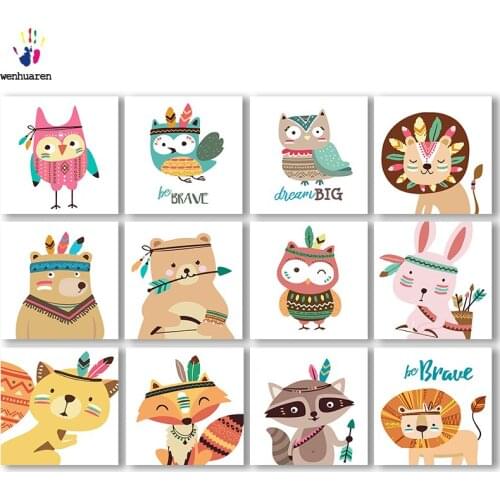DIY colorings pictures by numbers with colors Ethnic wind indian animal picture drawing painting by numbers framed Home
