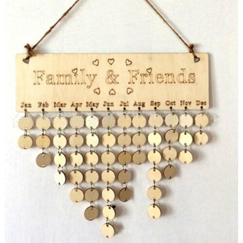 Home Decor Wooden Anniversary Calendar Board DIY Family Friends Birthday Calendar Sign Special Dates Planner Board Hanging