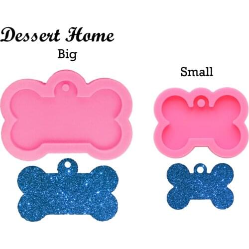 DY0061 DIY 5cm*3.2cm/ 3.1cm*2.8cm Dog bone shape epoxy resin molds Dog tag label mold for keychains jewelry