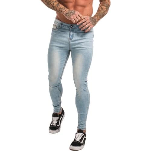 GINGTTO Mens Skinny Jeans Slim Fit Ripped Jeans Big and Tall Stretch Blue Jeans for Men Distressed Elastic Waist Mens Jeans zm32