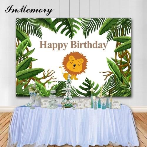 InMemory Wild Jungle Theme Birthday Background Animal Lion King Kid 1st Birthday Party Photography Backgrounds Photo Booth Props
