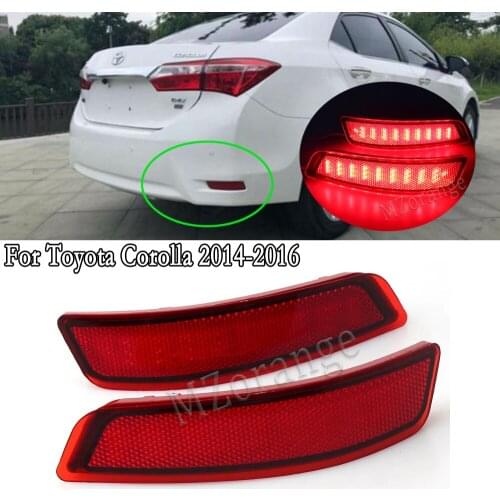 1Pair Led Rear Bumper Reflector light For Toyota Corolla 2014 2015 2016 Tail Stop Brake Lights Car Accessories Stop signal lamp