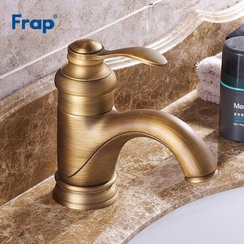 Frap New Antique Brass Faucet Stream Spout Tap Bathroom Basin Sink Faucet Solid Brass Hot & Cold Water Mixer Vanity Sink Y10069