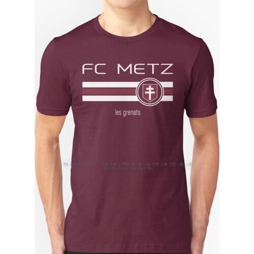 Ligue 1-Metz ( Home ) T Shirt 100% Pure Cotton Football Ligue 1 Metz Les Grenats France French Soccer Unique Cool Awesome