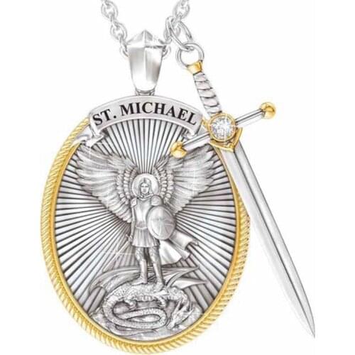 Catholic Patron Saint Pendant Michael St. Michael The Archangel Pendant Necklace Chain