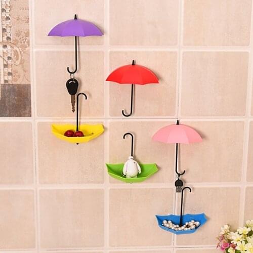 New Umbrella Wall Hook 3pcs/set Cute Umbrella Wall Mount Key Holder Wall Hook Hanger Organizer Durable Key Holder
