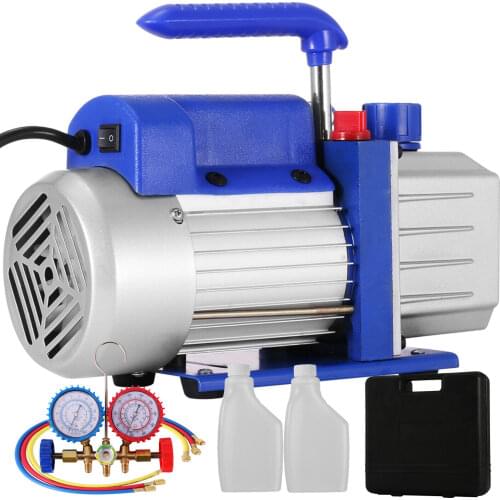 Combo 4 CFM 1/4HP Air Vacuum Pump HVAC + R134A Kit AC A/C Manifold Gauge New