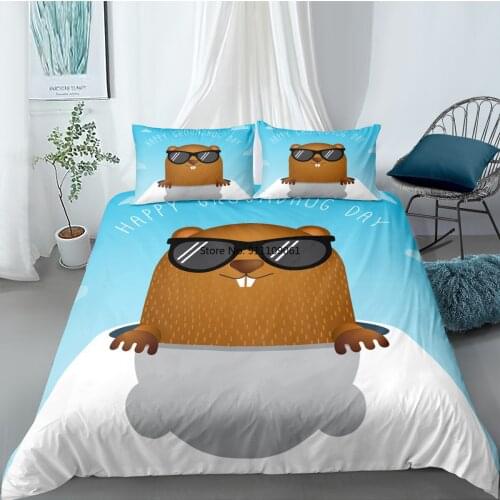 Cartoon Happy Groundhog Day Bedding Set 3D Print Duvets Cover Pillowcase for Children Family Double Bedroom Decor Twin King Size