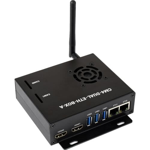 Waveshare Dual Gigabit Ethernet Mini-Computer Based on Raspberry Pi Compute Module 4 (NOT Included), Metal Case,with Cooling Fan