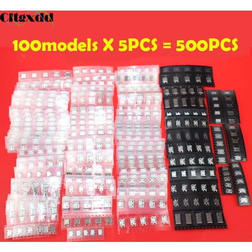 Cltgxdd 100models 5pin Micro USB connector,USB jack female socket Mix SMD DIP V8 Port for Lenovo Samsung Xiaomi Huawei Nokia ect