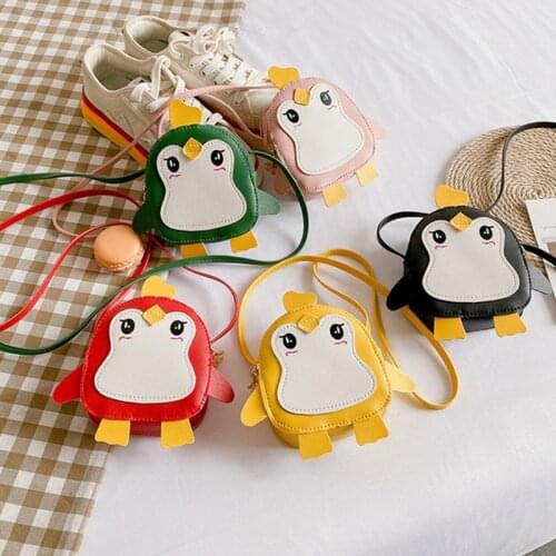 Penguin Shape Animal Shoulder Clutch Kids Girls Crossbody Leather Mini Bags PU Leather Mini Chain Messenger Bags