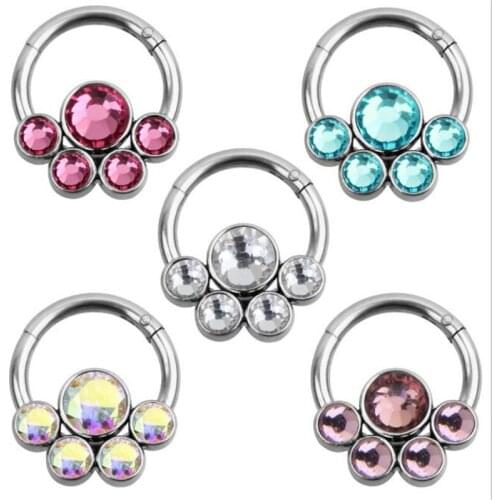 Trendy Stainless Steel White Crystal Nose Rings Hoop Body Piercing For Women Indian Nose Studs Body Piercing Jewelry Gifts