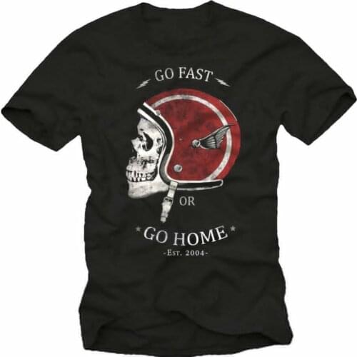Fashion Fashion Men Printed T Shirts Skull Men Biker Shirt With Go Fast Design - Short Sleeve Motorcycle Helmet Tee Shirt