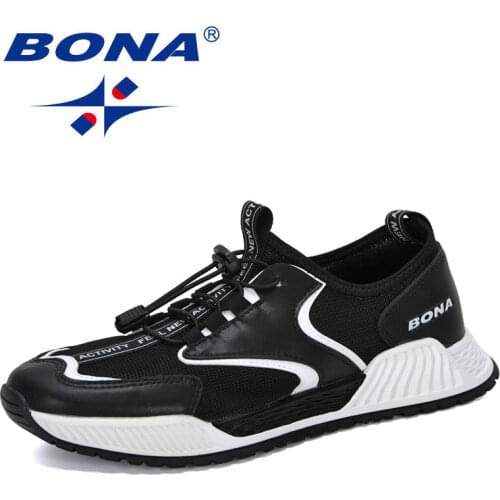 BONA 2020 New Style Breathable Mesh Sneakers Men Casual Shoes Fashion Man Shoes Slip-On Men Leisure Footwear Trendy High Quality