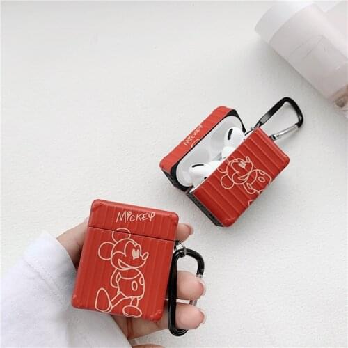Disney Cute Mickey Suitcase Style Soft Cases For Airpods Pro 1 2 Protective Bluetooth Wireless Earphone Cover Charging Box Bags