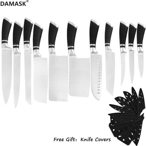 Damask Japanese Kitchen Knife Set Economical Stainless Steel 3Cr13 Sharp Blade Non-Slip Handle Chef Knife Set Cooking Knives