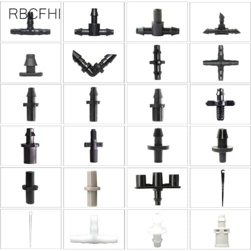 RBCFHl Garden irrigation connector Barbed Single Double Tee Elbow Cross Coupling Watering Fitting For 3/5 4/7mm Hose