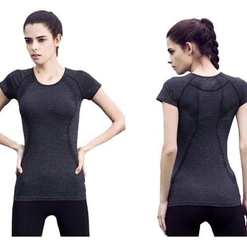 Sexy Women Quick Dry Sport Yoga Shirt Short Sleeve Yoga Top Running T-Shirts For Gym Running Fitness Clothes Slim Shirts