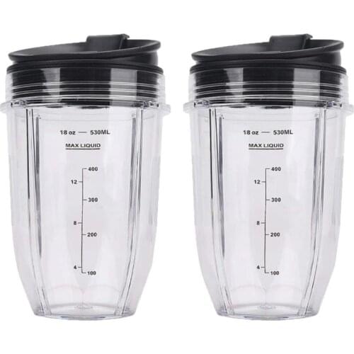 AD-2 Pcs 18Oz Replacement Ninja Blender Cups with Lid for Ninja Auto IQ BL480 BL642 BL450 BL682 BL480, BL490, BL640 BL680