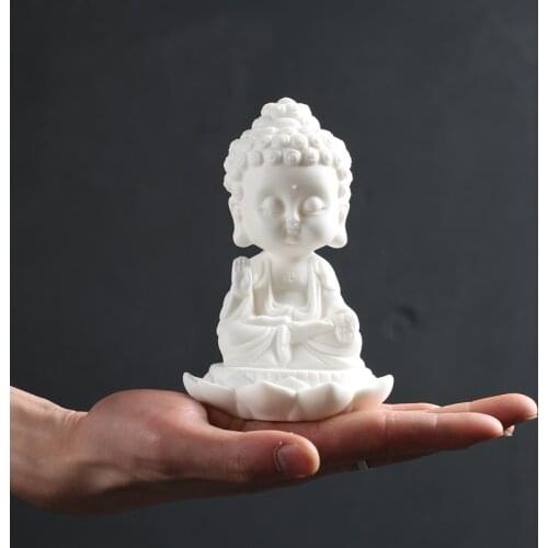Buddha statue figures sitting lotus Bodhisattva car home decoration ceramic feng shui cabinet ornaments gift craft sculpture