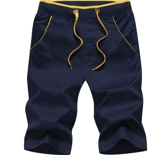 Treesolo Summer Shorts Men New style mens summer 100% washed cotton leisure elastic pants belt youth home daily shorts
