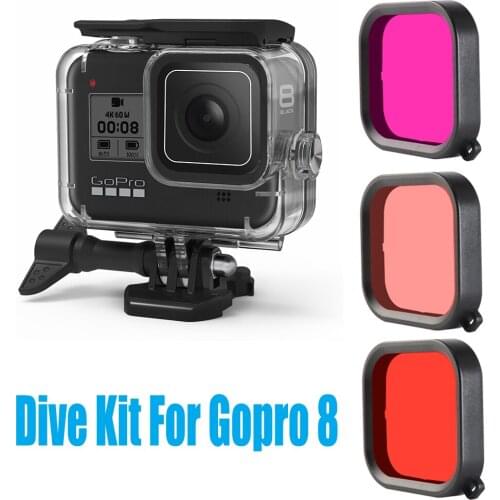 Diving Case Waterproof Case Dive Filter set For Gopro Hero 8 Black Camera Lens Protector Dive Kit For Gopro 8 Camera Accessories
