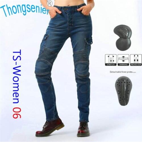 Womens Personalized Motorcycle Pants Motorcycle Jeans Motorcycle Racing with Riding Protective Gear Casual Pants