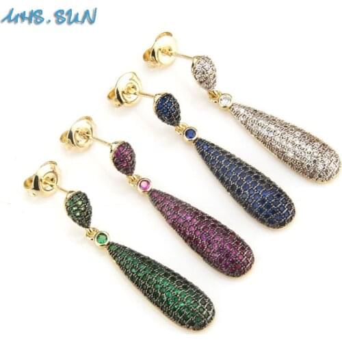 MHS.SUN South American Style Women AAA Zircon Earrings Jewelry Fashion Waterdrop Design Crystal Stud Earrings Girls Party Gift