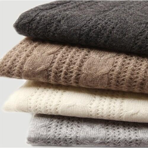 Pure 100% Cashmere Scarf Women Knitted Solid Color Wool Shawl Wrap Ladies Solid Color Autumn And Winter New Warm Thicken Capes