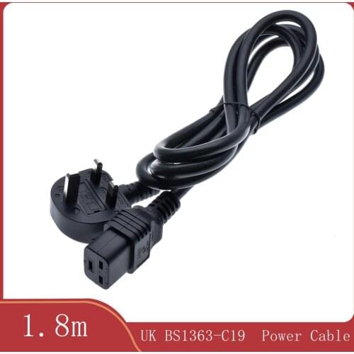 1.8m IEC 320 C19 To Singapore UK 3 Prong Plug Extension Cord For UPS PDU, Connected To C20 AC Power Cable Adapter