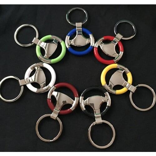 100pcs/Lot Wholesale Steering Wheel Keychain Bearing Circle Key Chain Steering Control Keyring Car Key Rings For Bags