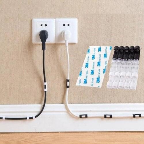 20PCS Cable Organizer Clips Cable Management Self-Adhesive ABS Wire Manager Cord Holder USB Charging Line Bobbin Winder Tool