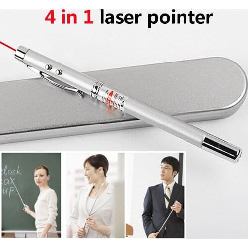 4 in 1 Red Dot Laser Pointer Retractable Pointer LED Illuminated Ballpoint Pen Meeting Instruction Multifunctional Laser Pointer